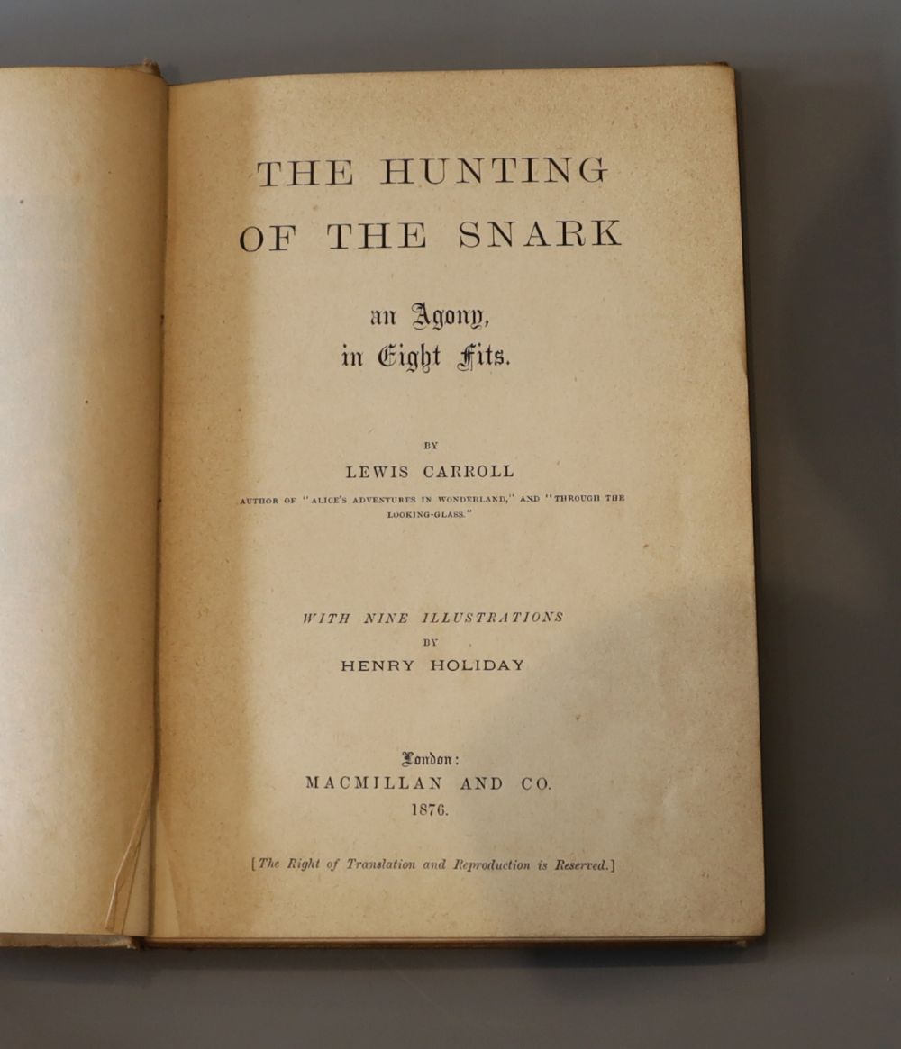 Dodgson, Charles Lutwidge - The Hunting of the Snark, 1st edition, 1st issue, 8vo, original pictorial cloth, illustrated with 9 plates